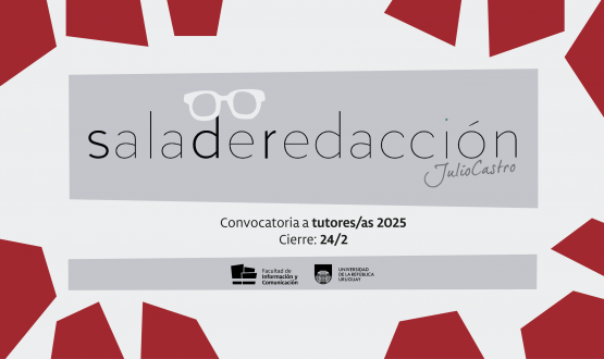 gráfica: en letras negras sobre fondo blanco dice sala de redacción convoca a tutores/as 2025.