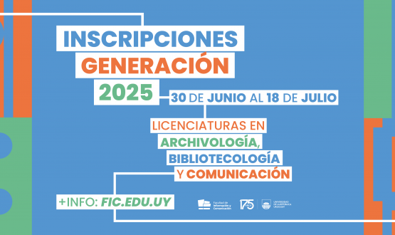 Gráfica, en letras celestes, anaranjadas y verdes sobre fondo blanco dice "Inscripciones generación 2025"