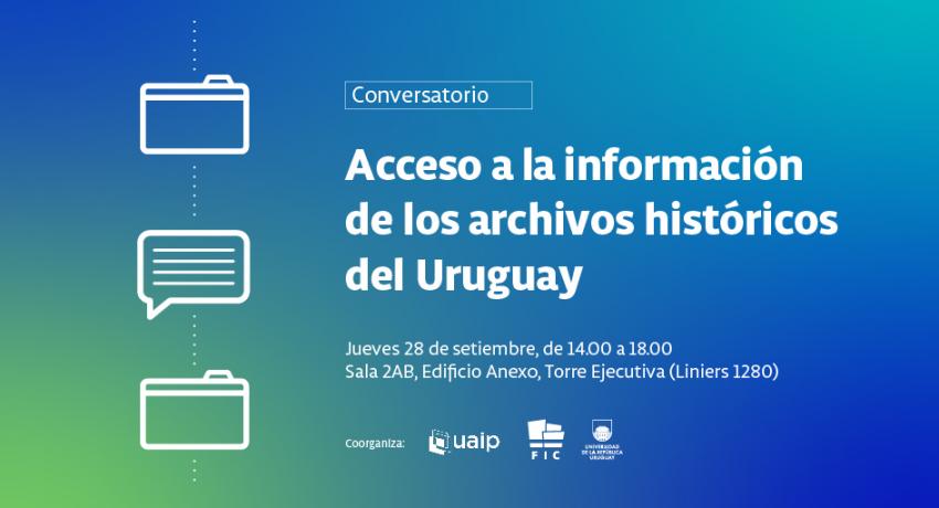 Afiche con la información del evento Acceso a la información de los archivos históricos del Uruguay