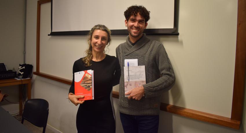 Presentación de los libros “Lectura y escritura en la universidad” de Yanet Fuster y “La actividad metalingüística en el aula” de Damián Díaz, en la que participación sus autores, la decana Gladys Ceretta y la prorrectora de Investigación Virginia Bertolotti. 26/6/2023.