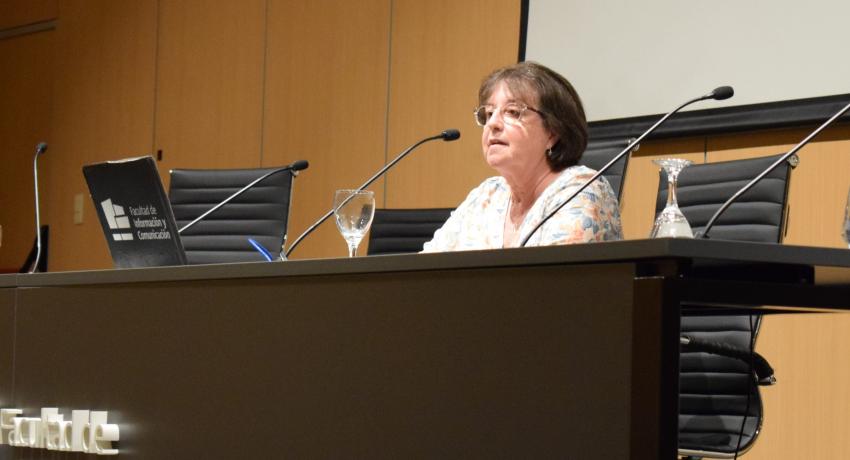 Foto de Gladys Ceretta en su discurso luego de ser reelecta