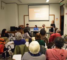 Presentación de los libros “Lectura y escritura en la universidad” de Yanet Fuster y “La actividad metalingüística en el aula” de Damián Díaz, en la que participaron sus autores, la decana Gladys Ceretta y la prorrectora de Investigación Virginia Bertolotti. 26/6/2023.