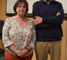 Decana Gladys Ceretta y rector Rodrigo Arim. 25/4/2022.